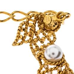 Pre Owned Oscar de la Renta Faux Pearl Gold Tone Necklace 
