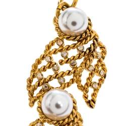 Pre Owned Oscar de la Renta Faux Pearl Gold Tone Necklace 
