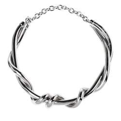 مملوكة مسبقًا Oscar de la Renta Silver Tone Modern Twist Necklace