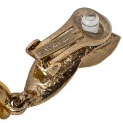 مملوكة مسبقًا Oscar de la Renta Yellow Marigold Drop Clip On Earrings