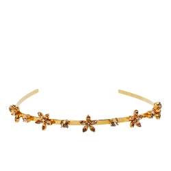 Pre Owned طوق رأس أوسكار دي لارينتا فلاور كريستال ذهبي اللون