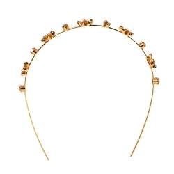 Pre Owned طوق رأس أوسكار دي لارينتا فلاور كريستال ذهبي اللون