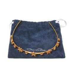 Pre Owned طوق رأس أوسكار دي لارينتا فلاور كريستال ذهبي اللون