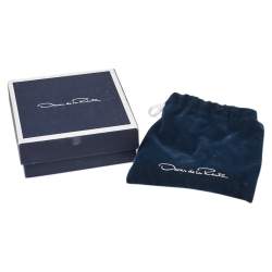 Pre Owned Oscar de la Renta Grey Crystal Navette Clip On Earrings