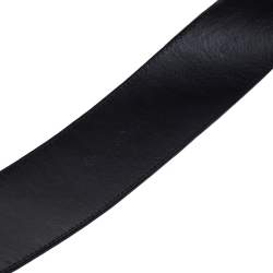 Pre Owned Oscar de la Renta Black Patent Leather Double Buckle Waist Belt M