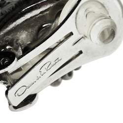 مملوكة مسبقًا Oscar de la Renta Silver Beaded Short Tasseled Clip On Earrings