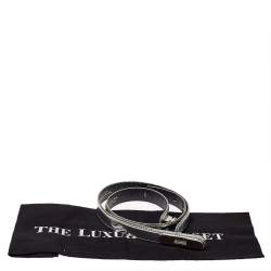 مملوكة مسبقًا Oscar de la Renta Silver Glossy Leather Narrow Belt 70CM