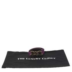 مملوكة مسبقًا Oscar de la Renta Purple Satin Jewel Embellished Wait Belt 85CM