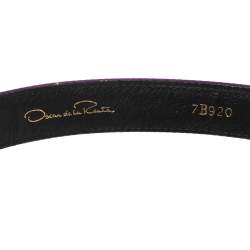 مملوكة مسبقًا Oscar de la Renta Purple Satin Jewel Embellished Wait Belt 85CM
