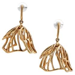 Pre Owned Oscar de la Renta Gold Tone Impatiens Drop Earrings