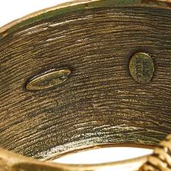 Pre Owned سوار اوسكار دي لا رينتا أسورة كريستال أحمر ومعدن ذهبي اللون