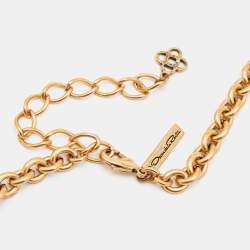 Pre Owned Oscar de la Renta Aged Gold Tone Floral Pendant Necklace