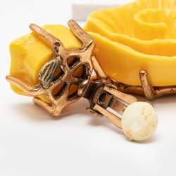 مملوكة مسبقًا Oscar de la Renta Yellow  Resin Gold Tone Earrings