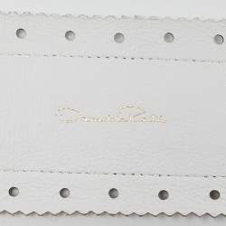 Pre Owned Oscar de la Renta White/Black Leather Waist Belt 75CM