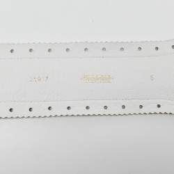 Pre Owned Oscar de la Renta White/Black Leather Waist Belt 75CM