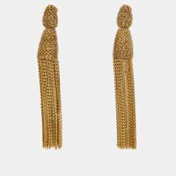 Pre Owned Oscar de la Renta  Gold Tone Tassel Earrings