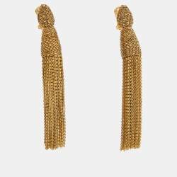 Pre Owned Oscar de la Renta  Gold Tone Tassel Earrings