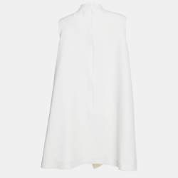 Pre Owned Oscar de la Renta Cream Wool Sleeveless Mini Dress XL