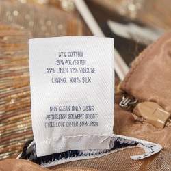 Pre Owned Oscar de la Renta Metallic Jacquard Short Sheath Dress L