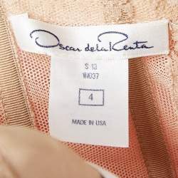 Oscar de la Renta Pink/Green Lace and Cotton Blend Sleeveless Gown S
