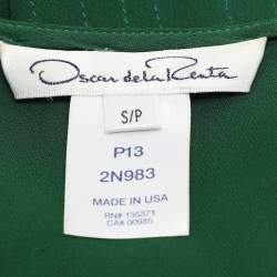 Pre Owned Oscar de la Renta Green Knit Silk Kaftan Dress S