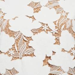 Pre Owned Oscar de la Renta White Magnolia Guipure Lace Palazzo Pants