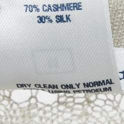 Pre Owned Oscar de la Renta Grey Patterned Cashmere Button Front Cardigan M