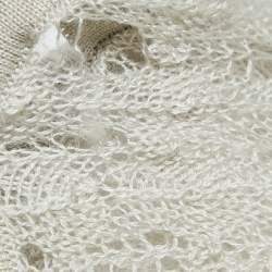 Pre Owned Oscar de la Renta Grey Patterned Cashmere Button Front Cardigan M