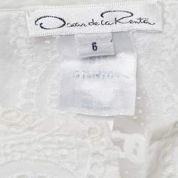 Pre Owned Oscar De La Renta White Broderie Anglaise Long Sleeve Blouse M