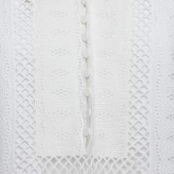 Pre Owned Oscar De La Renta White Broderie Anglaise Long Sleeve Blouse M