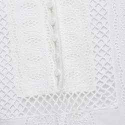 Pre Owned Oscar De La Renta White Broderie Anglaise Long Sleeve Blouse M