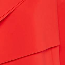 Pre Owned Oscar de la Renta Red Wool Open Front Cropped Jacket M