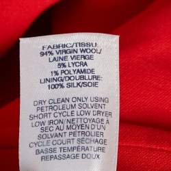 Pre Owned Oscar de la Renta Red Wool Open Front Cropped Jacket M