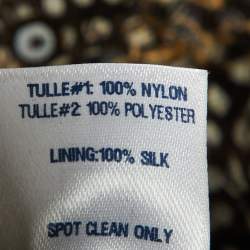 Pre Owned Oscar de la Renta Brown Sequin & Feather Embedded Tulle Mini Dress M