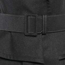 Pre Owned Oscar de la Renta Charcoal Grey Wool Skirt Suit S