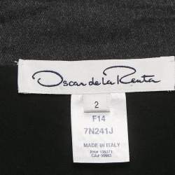 Pre Owned Oscar de la Renta Charcoal Grey Wool Skirt Suit S