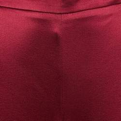 Oscar de la Renta Dark Red Satin Wide Leg Trousers M