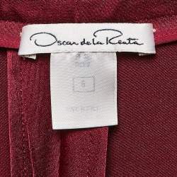 Oscar de la Renta Dark Red Satin Wide Leg Trousers M