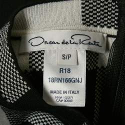 Pre Owned Oscar de la Renta Black/White Jacquard Knit Long Dress S