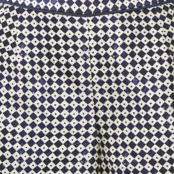 Pre Owned Oscar de la Renta Navy Blue/White Checked Silk Gabardine Shorts XS