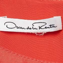 Oscar de la Renta Red Silk Cap Sleeve Midi Dress M