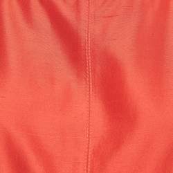 Oscar de la Renta Red Silk Cap Sleeve Midi Dress M