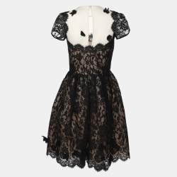 Pre Owned Oscar de la Renta Black Lace Mini Dress S
