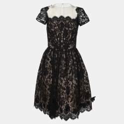 Pre Owned Oscar de la Renta Black Lace Mini Dress S