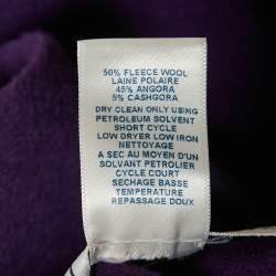 Oscar de la Renta Purple Wool Open Front Sleeveless Overcoat L