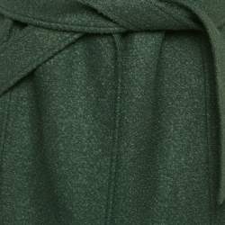 Oscar de la Renta Green Wool Blend Belted Detachable Fur Coat M