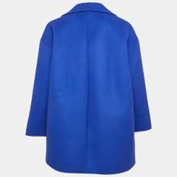 Oscar de la Renta Blue Felt Oversized Mid-Length Coat M
