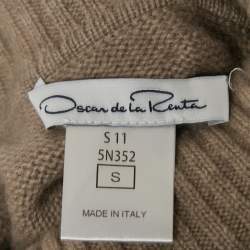 Pre Owned Oscar de la Renta Beige Cashmere Turtle Neck Sweater Dress S