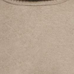 Pre Owned Oscar de la Renta Beige Cashmere Turtle Neck Sweater Dress S