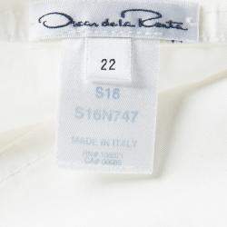 Pre Owned Oscar De La Renta Off White Cotton Puffed Sleeve Blouse XXXL